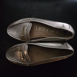 Calvin Klein Silver Flats with Gold Accent